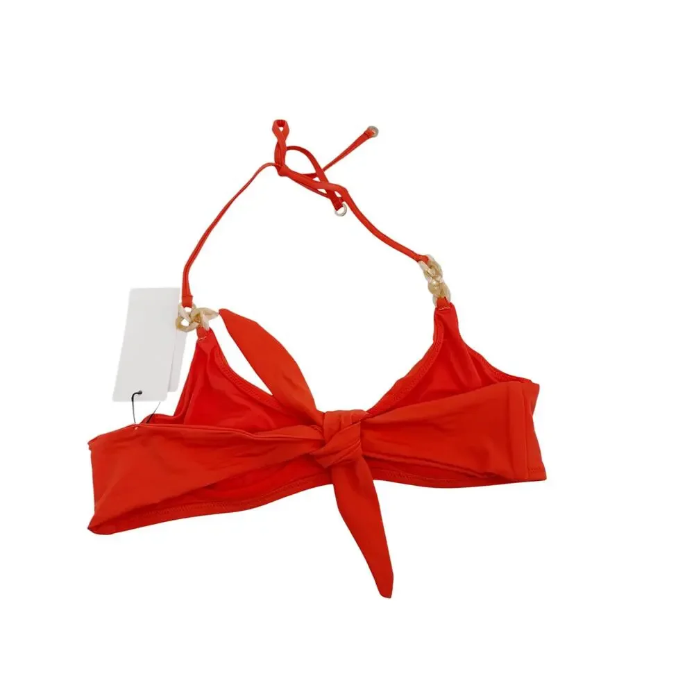 REISS Myra Tanga Bikini Top Size 4 NEW Coral Orange Swim Separates Swimwear